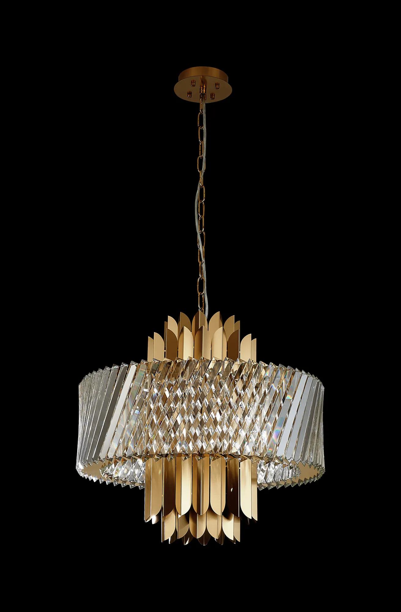 Lola Brass Crystal Ceiling Lights Diyas Ringed & Square Crystal Fittings